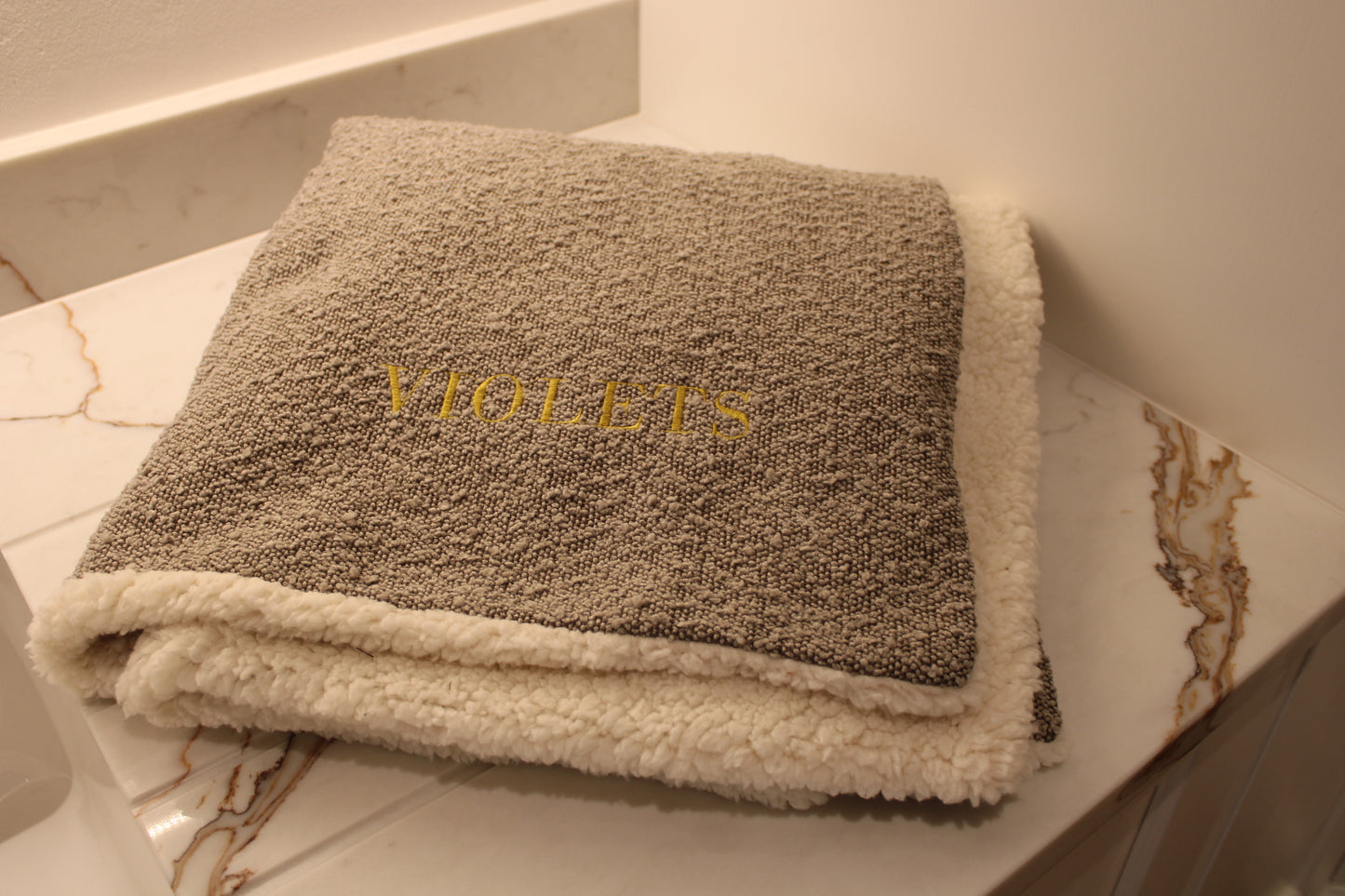 Soft Grey Luxury Bouclé Dog Blanket