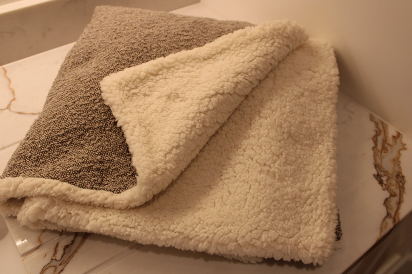 Soft Grey Luxury Bouclé Dog Blanket
