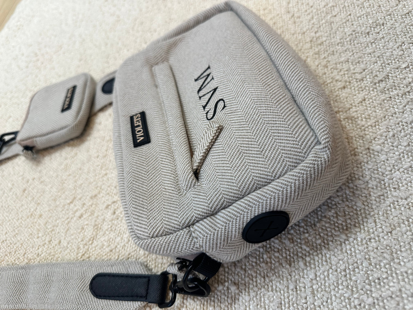 Personalised Biscuit Tweed Dog Walking Bag