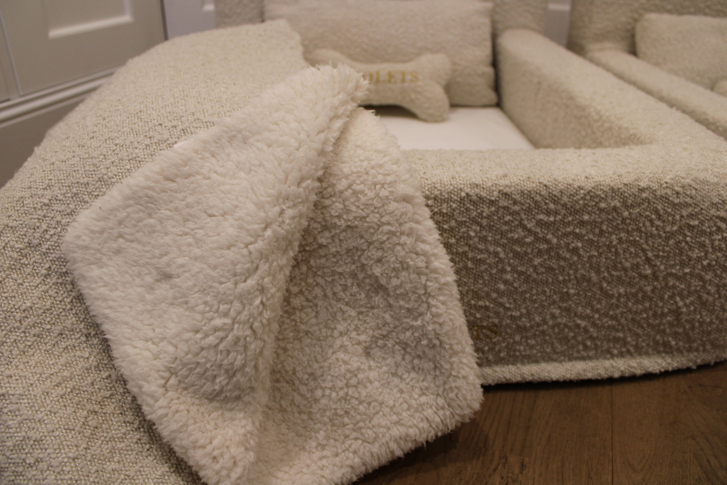 Oatmeal Luxury Bouclé Dog Blanket