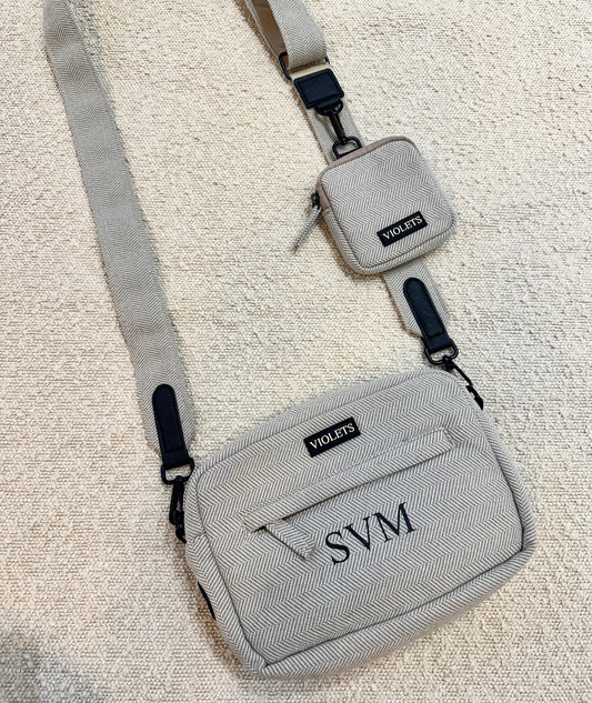 Personalised Biscuit Tweed Dog Walking Bag